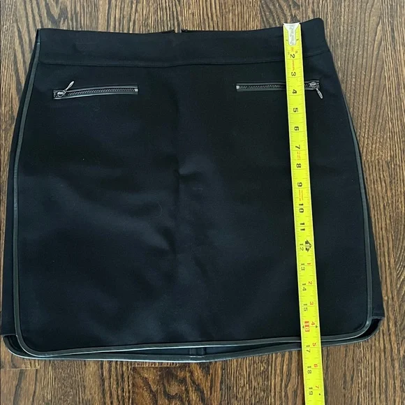 White House Black Market Black Mini Skirt with leather Accents - Picture 7 of 8